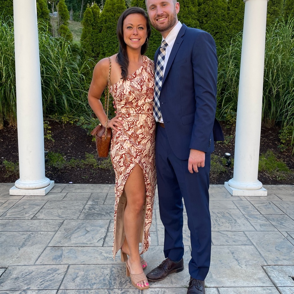 Alexia Admor Alessi One-Shoulder Dress - Brown Palm- Size 8